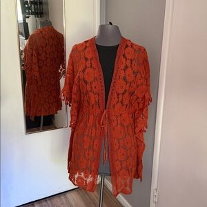 🎀5 for $25🎀 Peach Rust Lace Kimono Cardigan
